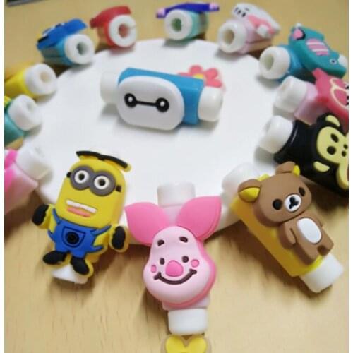 Individual package 1000pcs Cartoon USB Cable Protector Cover Mobile Phone Sticke For Apple IPhone Charger Data Cable line savior
