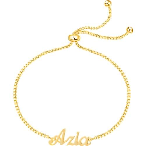 Zciti Personalized Name Bracelet-Gold Custom Name Bracelet-Stainless Steel Letter Bracelet-Gift With Adjustable Chain For Women