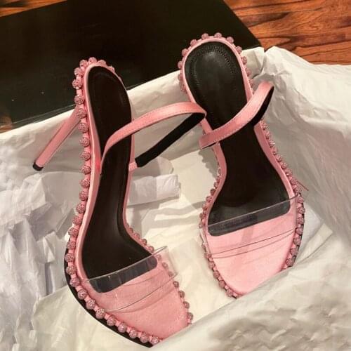 Transparent Word Belt Sandals Women 2021 Europe And America New Summer Fairy Style Temperament Pink King High Heels Stiletto