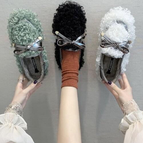 Winter Casual Single Shoes Womens Shoes Fur Warm Cotton Shoes New Peas Shoes Female Version The Flat Lazy U12-84