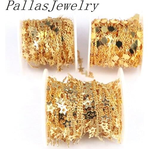10 Meters,Gold Handmade Star Diamond Chains for Women Necklace Bracelet Anklet Making Supplies