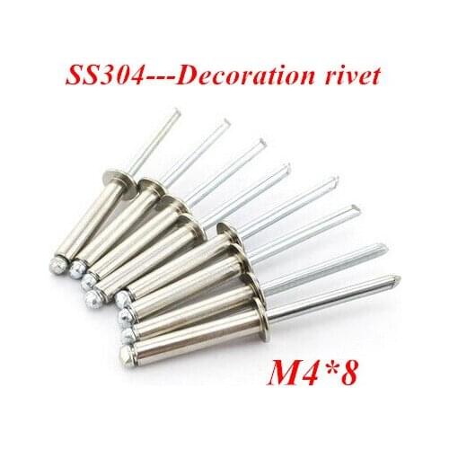 100PCS M4*8 Dome POP Head Rivet Stainless steel Core Pulling Decoration Rivets