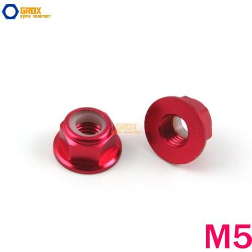 12 Pieces M5 Wine Hex Flange Nylon Lock Nut Aluminum