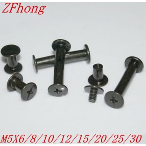 100sets/lot black Sex bolt chicago screw book binding post screws black 5*4/6/8/10/12/15/18/20/25/30 mm