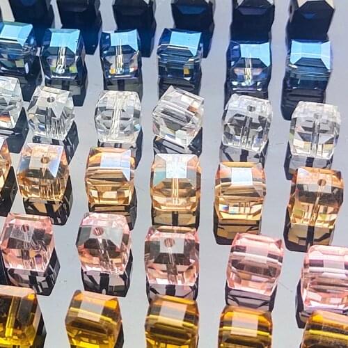 20 PCS Glass Crystal Loose Beaded Square Chandelier Crystal Decor Pendant Sun Catcher DIY Jewelry Earring Jewelry Accessory 10MM