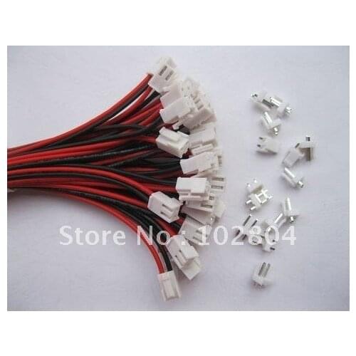 200 pcs 3.96mm VH3.96 2 pin Female Wire with Male pin Connector Leads 22AWG 2 color Red and Black 200mm(8inch) Leads