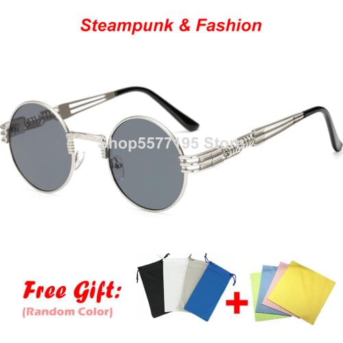 2020 New Fashion Retro Steampunk Round Metal Sunglasses for Men and Women Double Spring Leg Colorful Eyewear UV400