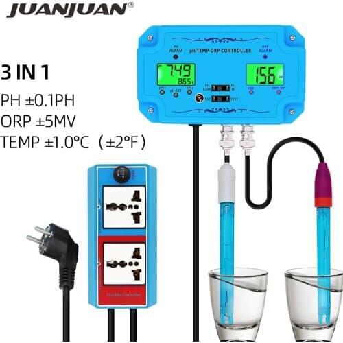 3 in 1 PH ORP TEMP Meter Controller PH-2839 Detector BNC Type Probe Water Quality Tester for Aquarium Swimming Pools