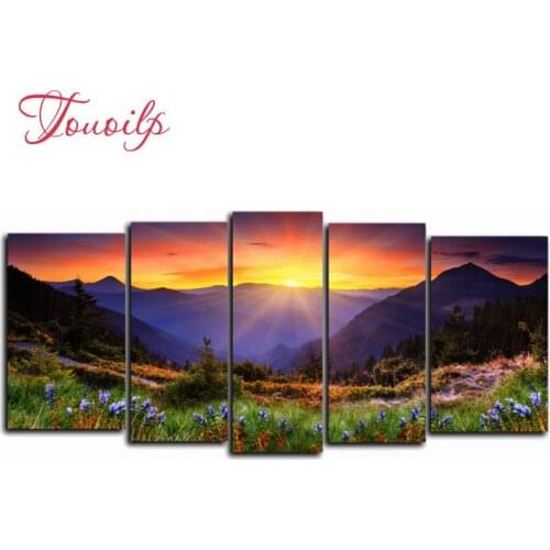 5pcs,Full square&round DIY Sunset view 5d Diamond Painting Cross Stitch Diamond Embroidery Patterns rhinestones Diamond Mosaic