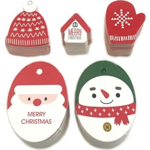 50pcs Christmas red and green tag Christmas tree decoration pendant hat glove shape tag bookmark label