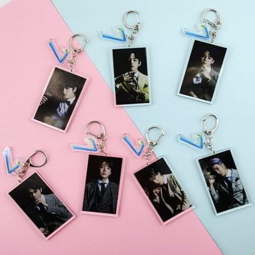 7 Pcs/lot KPOP Star Jungkook Jin V Jhope Jimin Suga Rm New Album Map of The Soul:7 KeyChain Keyring Acrylic Pendant Toy Fans