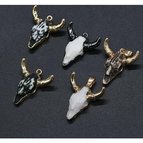 Bull Head Acrylic Pendant Charm Multiple Styles for Jewelry Making DIY Bracelet Necklace Earrings Accessories Size 26x30mm