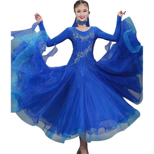 10 color New adult dance competition ballroom dance dress women Modern Waltz dancing dress customes