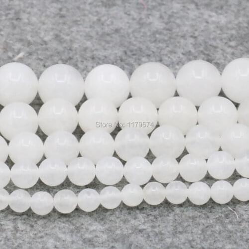 6mm 8mm 10mm 12mm 14mm White Crystal Craft Chalcedony Loose Round Beads DIY Beads Accessories Jewelry Making 15inch Lucky Stone