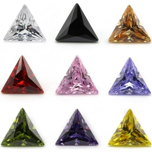 Free Shipping 5A 3x3mm~10x10mm Triangle Shape Pink Purple Orange Garnet Colors Cubic Zirconia Stone White CZ Gems For Jewelry