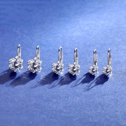 BOEYCJR 925 Silver 0.5ct/1ct/2ct F color Moissanite VVS1 Fine Jewelry French Clasp Drop Earrings for Women Gift