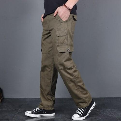 Spring Summer Thin Cotton Casual Pants Mens Wear-resistant Loose Straight Multi-pocket Cargo Pants Tactical Pants