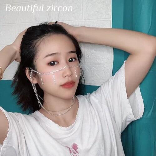 Sexy luxury Rhinestone pendant womens tassel cover chain necklace fashion jewelry crystal masquerade ball eye chain accessories