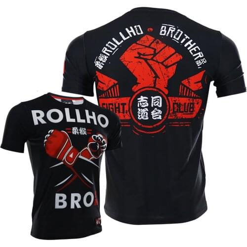 ROLLHO Brazilian Jiu Jitsu T Shirts MMA Rashguard Men Short Sleeve T-shirt Bjj Boxing Jerseys Muay Thai Fitness Crossfit Top