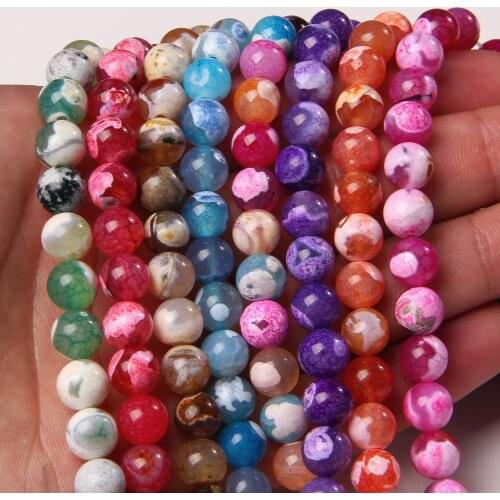 Smooth Natural Fire Agat 6 mm 8 mm 10 mm Beads Colorful Stone Strand Beads For DIY Making Jewelry Bracelets Necklace Earrings