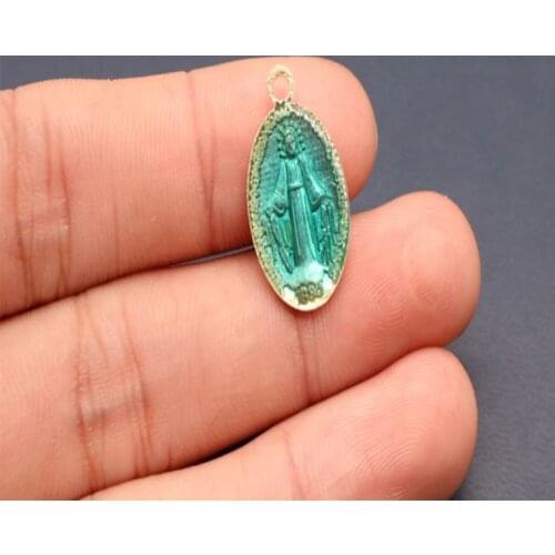 Catholic Virgin Mary Blue Virgin Mary Mini Medal. Charm of the Virgin Mary Blue Medal