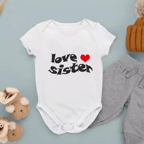 Newborns Love Sister Brother Harajuku Clothes Bodysuit for Girls Onesie Boys Twins Infant Romper Announcement Bodysuit Clothes