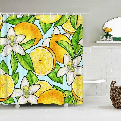 Creative Cartoon Fresh Orange Fruit Pattern Art Shower Curtain Waterproof Bathroom Decoration Home Furnishing