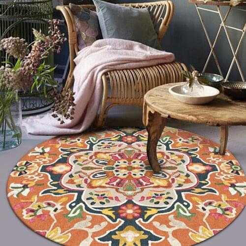 Mandala Round Carpets for Bedroom Bohemian Area Rugs Polyester Tassel Floor Mat for Living Room Thick soft skin-friendly Carpet