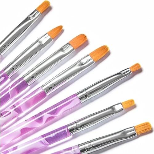 RBAN NAIL 6Pcs 11/14/15/17/18mm Nail Art Crystal Brush UV Gel Building Painting Dotting Pen Carving Tips Manicure Salon Tools