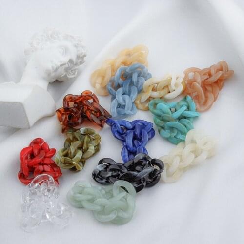 2021 Trendy 1 PCS Colorful Resin Geometric Round Chain Rings Adjustable for Women Girls Party Jewelry Gifts