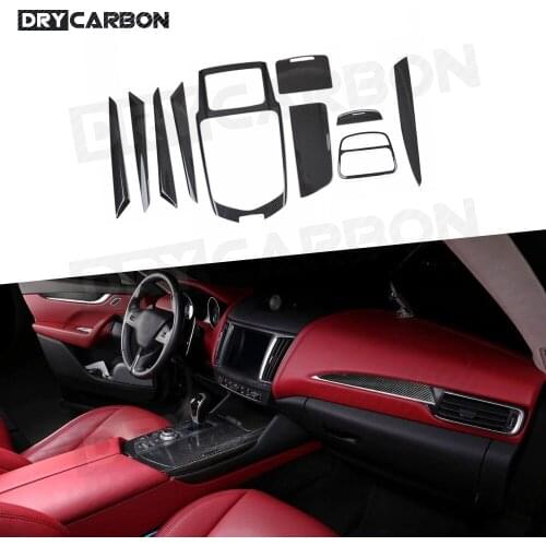 Dry Carbon Fiber Dashboard AC Air Vent Gear Shift Panel Door Interior Trim Covers Stickers for Maserati Levante 2016-2019