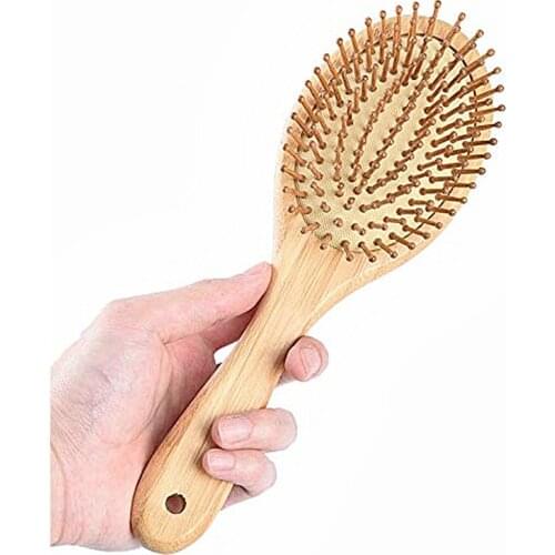 Natural Bamboo Paddle Hair Brush Air Cushion Combs for Scalp Massage Anti-static Bamboo Bristles Detangling Hairbrush