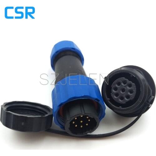 SD16 , IP67 9 Pin waterproof and dustproof aviation connector, LED Outdoor installation connector plugs and sockets 9 pin