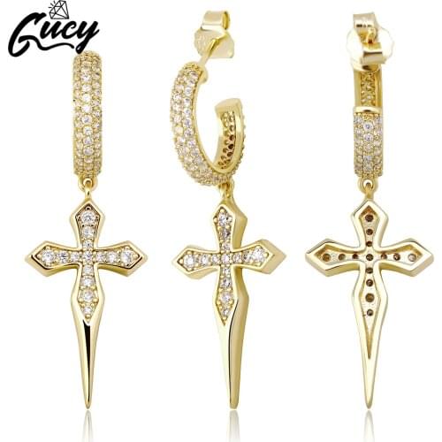 GUCY New Fashion AAAA Cubic Zircon Cross Earrings Simple Style Jewelry Accessories For Women Exquisite Gift