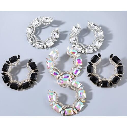 JIJIAWENHUA New Sparkling Rhinestone Big Hoop Earrings Luxury Womens Earrings Dinner Party Wedding Fashion Jewelry Accessories