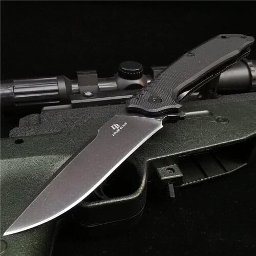 DOOM BLADE Folding Knife, Hunting Knife, D2 Knife, High-quality Stainless Steel Blade, Black G10 Handle, Sharp and Durable