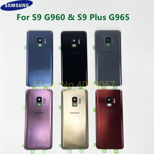For SAMSUNG Galaxy S9 G960 G960F & S9 Plus G965 G965F Glass Back Battery Case Housing Cover Door Rear Shell With Camera Lens
