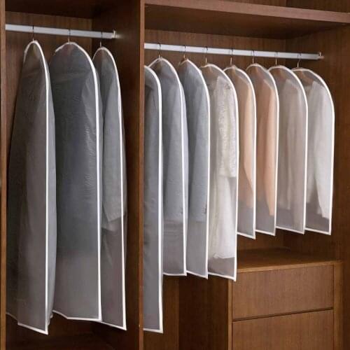 10Pcs Transparent Suit Bag Wardrobe Storage Bags Cloth Hanging Garment Suit Coat Dust Cover Garment Bag Waterproof Dress Bag