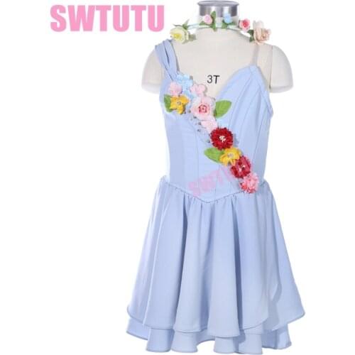 Light blue cupid ballet costume headpiece tutu professional ballet long tutu dress costum made BT9254
