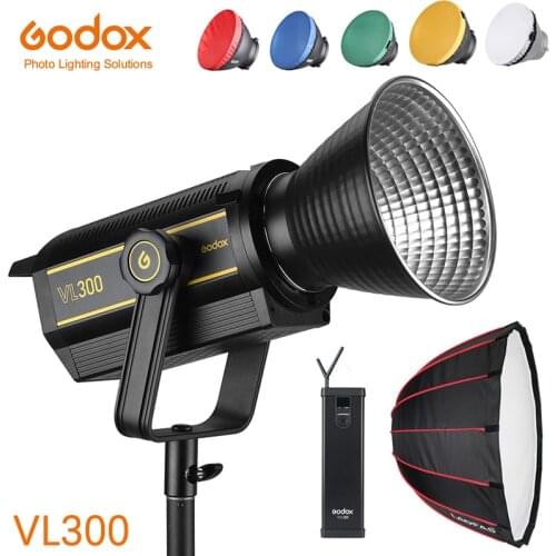 Godox VL300 LED Video Light 300W 5600K Photography Continuous Output Studio Light with LAOFAS 35inch 90cm Deep Parabolic Softbox