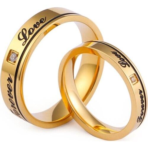 Titanium steel gold plating fashion English eternal love couple ring