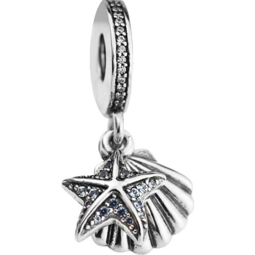 Tropical Starfish & Sea Shell Charm Silver 925 Summer Collection Beads for Jewelry Making DIY Gift for Men Women 02577