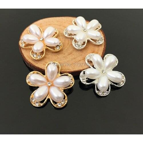 Pearl Decorations for Jewelry making 10pcs 24mm Flower Button for Center Embellishment Gold Decorations for DIY Accessories