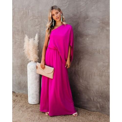 2021 Solid Color Irregular Long Skirt Dress Summer 2021 Women Off The Shoulder Dresses