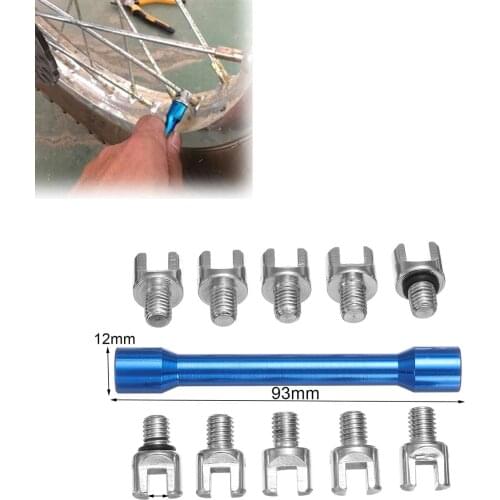 1 Set Blue Aluminum Alloy Motorcycle Spoke Wrench + 10 Pieces Hardened Tips 5.0~6.8 For Most Motorbikes