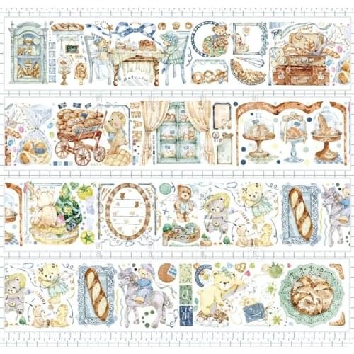1 loop 6 x 100cm Bear Bread Diary Washi Tape Special Oil Taiwan Fruit Collage