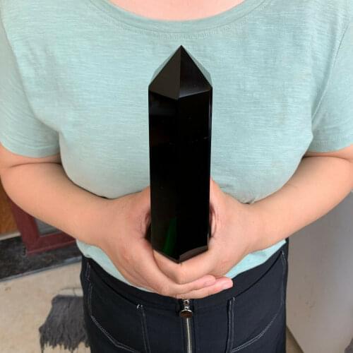 1pc obsidiana natural obelisco ponto quartzo cristal varinha cura 550-600g