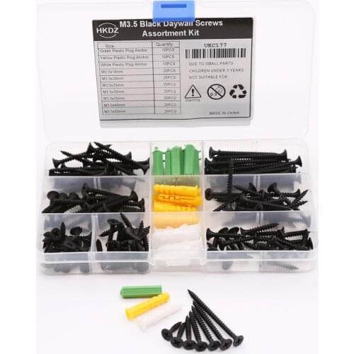 170Pcs/Set M3.5 Phillips Countersunk Flat Head Self-tapping Screw Wood Screw Kit