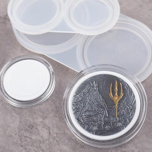 2Pcs/Set DIY Crystal Epoxy Resin Mold Commemorative Coin Collection Box Coin Storage Mirror Mould