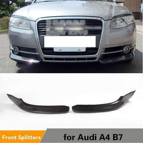 2PCS/Set Carbon Fiber Front Bumper Splitters Lip Flaps Aprons Spoiler Cupwings for Audi A4 B7 Non-Sline Bumper 2006 - 2008